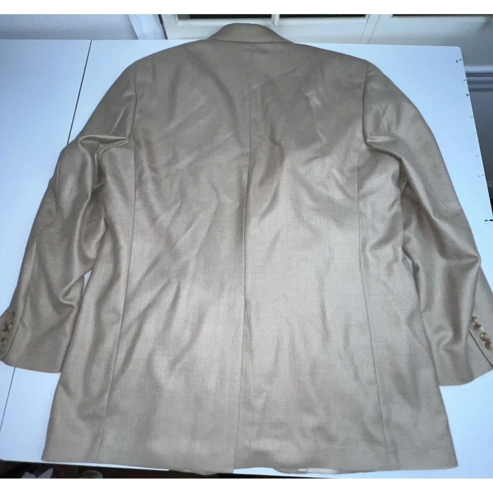 Meeting Street Men's Tan Silk and Wool Blend Tan Blazer 46L